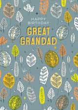 Great Grandad stylised leaves birthday card created by Rebecca Prinn