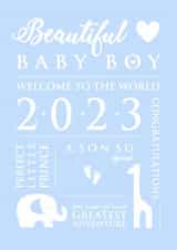 Beautiful new baby boy 2023 newborn card created by Little Letters with Love
