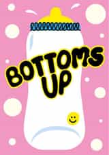 Funny Cute New Baby Girl Boy Twins Congrats Card - Baby Milk Bottle - Bottoms Up created by I AM A