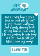 Heartfelt Poem Anniversary Card - 5 Years - Happy 5th Anniversary I Love You created by Jenny Bowman