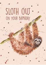 sloth cute Birthday Card 13894 created by Splatterworks