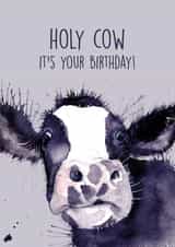 cow watercolour Birthday Card 13898 created by Splatterworks