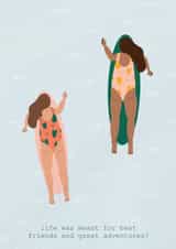 friend swimming Birthday Card 18152 created by Evo Illustrates