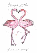 Pretty Flamingo Anniversary Card - 25 Years - Happy 25th Anniversary created by Shiv Makes Things