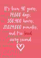 40 years loved every second Anniversary Card 14332 created by Dottie Mottie