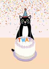 Rude Birthday Card - From the Cat - Twat created by Sweary Cats by Leaf Lane Studio