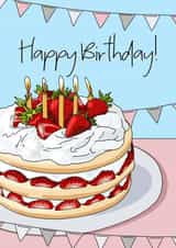 Pretty Birthday Cake - Victoria Sponge - Happy Birthday created by Evie Garnett Designs