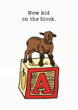 Cute Retro Toy New Home Card - Goat - New Kid On The Block created by Hattybones