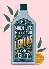 Funny send a smile card - gin bottle - when life gives you lemons created by Elf Paper Co