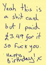 Fuck You Shit Birthday Card created by Random Shit Cards