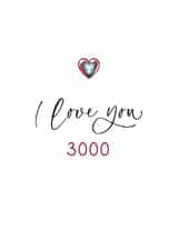 Cute Typography Anniversary Card / Valentines Day Card - I Love You 3000 created by The Write Girl Calligraphy