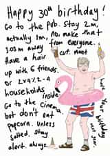 Social distancing rules Boris 30th birthday card created by Eat the Moon