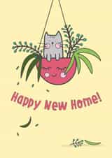 Cute Hanging Plant New Home Card - Cat - Happy New Home! created by Wink Design - Michelle Roberts