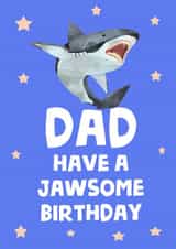Dad shark birthday card, Jawsome card for Dad's birthday created by tea please