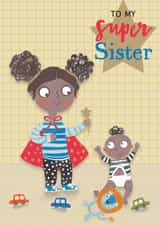 Super sister birthday card created by Sally Darby Illustration