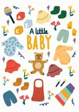 Cute little baby card - new baby card - illustrated baby boy or girl card created by Isabel Canvas
