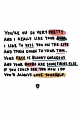 Heartfelt Typography Anniversary Card / Valentines Day Card / Just Because Card - If You Could See You How I Do You'd Always Love Yourself created by Hello Dobbs