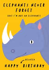 rhino belated Birthday Card 16567 created by Poppy Jane Prints