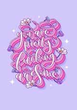 Sweary You're Awesome Calligraphy Card created by Dottie's Paper Co.