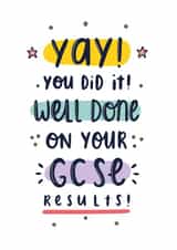 GCSE exam results card created by Joanne Hawker