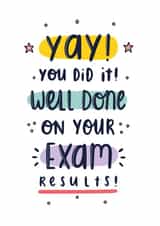 Exam results card created by Joanne Hawker