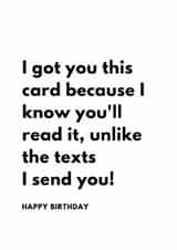 unlike texts Birthday Card 19085 created by Samuel Breeze