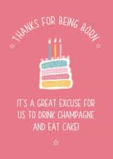 CHAMPAGNE CAKE Birthday Card 19582 created by Chubby Sparrow