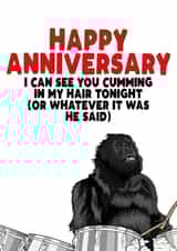 Rude Phil Collins Anniversary Card - Gorilla - I Can See You Cumming In My Hair Tonight created by Filthy Sentiments