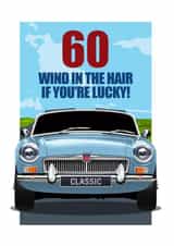 CLASSIC OPEN TOP SPORTS CAR 60TH BIRTHDAY CARD created by RetroMotion Artwork