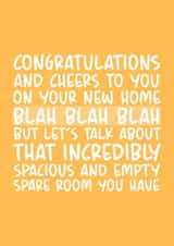 Funny Typography New Home Card - Spare Room - Let's Talk About That Incredibly Spacious And Empty Spare Room You Have created by Brogan Thomas