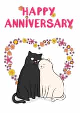 Cute Cat Anniversary Card - Happy Anniversary created by Drawn to Cats