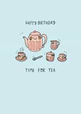 Cute Birthday Card - Time For Tea - Cups & Saucers created by Jessica Woodhouse