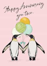 Cute Penguin Couple Anniversary Card - Happy Anniversary You Two created by Natalie Ryan