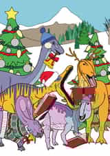 Funny - Dinosaurs - Carol Singing  - Festive - Fun - Jingle Bells - Christmas Singing - Rawr - Caroling - Christmas Card created by Dinosaurs Doing Stuff
