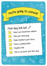 You're going to school - checklist card! created by Evie Garnett Designs