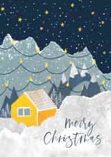 Pretty - Traditional - Classic - Snowy Mountains - Cottage - Festive - Starry Night - Merry Christmas Card created by Karin van der Vegt