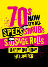 70 age, post punk 70th birthday card created by The Typecast Gallery