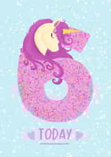 Unicorn 6th birthday card created by Kamiya Chirodian