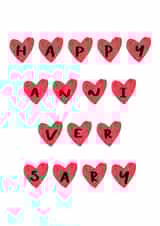 Cute Watercolour Heart Typography Card - Hearts - Happy Anniversary created by Izzi Paints