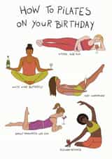 Pilates and drinking birthday card created by Noura Mokhtar