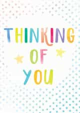 watercolour typography Thinking of you Card 14516 created by Chocolate Frog