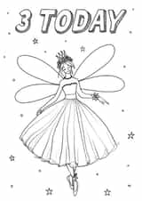 Classic Birthday Card - 3 Today - Fairy Princess Colouring Card created by Zoe-Claire