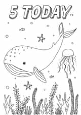 5 Today Whale Colouring Card created by Zoe-Claire