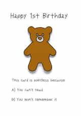 You can't read 1st Birthday card created by C+C Cards