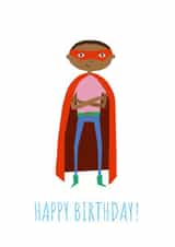 Cute Birthday Card - For Him - Superhero created by Afritistic