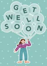 adult balloons Get Well Card 18757 created by Wandering Studio Co.