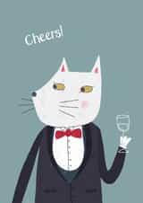Cheers! Congratulations Cat with Champagne Art Card created by Nic Squirrell