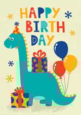 Cute Birthday Card - Dinosaurs - Presents created by Tanya Laporte Designs
