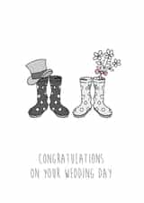 Wedding Day Wellies Engagement & Marriage Card 20175 created by The Blue Little Birdie Card Company