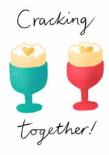 Cute Egg Cups Pun Engagement Card / Wedding Card / Anniversary Card - Cracking Together created by Tarot Close Design